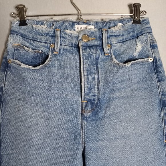 Good American Women's Button Fly Skinny Leg Split Hem Distress Waist Jeans 0/25 - Picture 5 of 9
